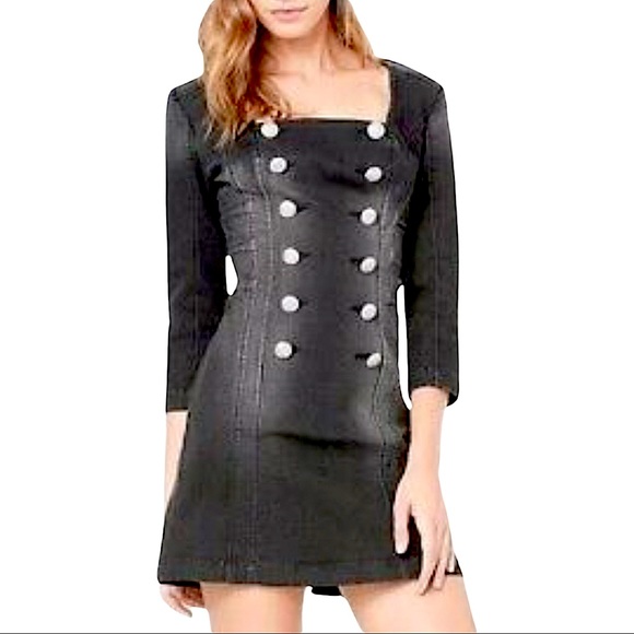 bebe Gray Denim Military Mini Dress - Picture 4 of 13